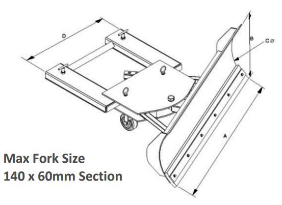 adjustable forklift snow plough dimensions